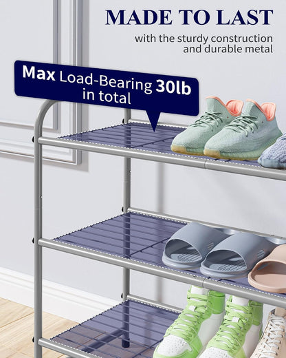 Kitsure Shoe Rack - Stainless Steel Shoe Organizer, Sturdy Shoe Rack for Closet and Front Door Entrance, Free Standing Shoe Shelf, Closet Organizers and Storage, 25.6" Wide - 3 Tier, Black