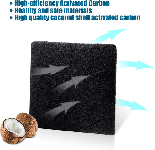 6 Pack Trash Can Odor Absorbing Filter Refills for EKO Garbage Cans, Activated Charcoal Deodorizer Compatible with EKO Step and Touchless Trash Cans with Built-in Filter Compartment