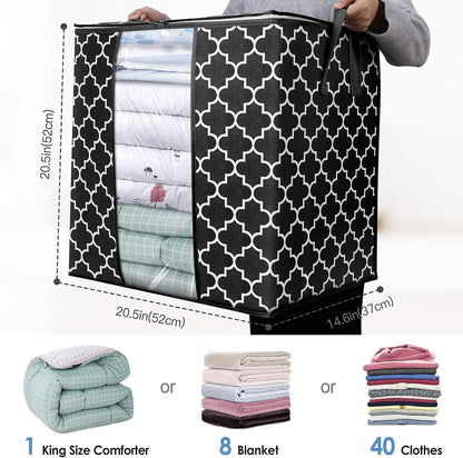WISELIFE Storage Bags 3 Pack/100L Large Blanket Clothes Organization and Storage Containers for Comforters,Bedding, Foldable Organizer with Reinforced Handle, Clear Window, Sturdy Zippers,Gray
