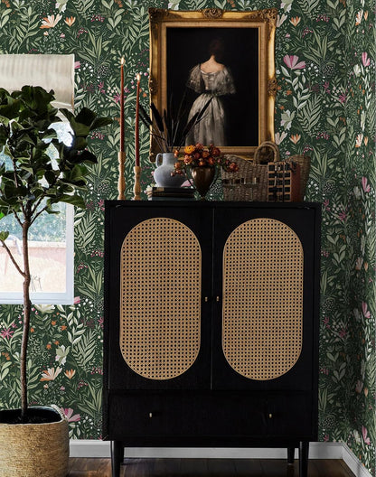Fititem Floral Peel and Stick Wallpaper Boho Floral Contact Paper Modern Flower Removable Self Adhesive Waterproof Wallpaper for Bathroom Bedroom Fun Wildflower Contact Paper Cabinets 17.3inW 78.7inL