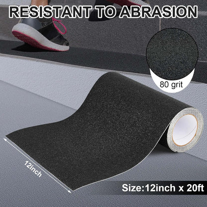 Watersay 8 Inch x 20 ft Anti Slip Traction Tape Waterproof Clear Non Skid Tape Durable Grip and Friction Stair Non Slip Strips Abrasive Adhesive for Stairs Steps Ramp Outdoor Indoor