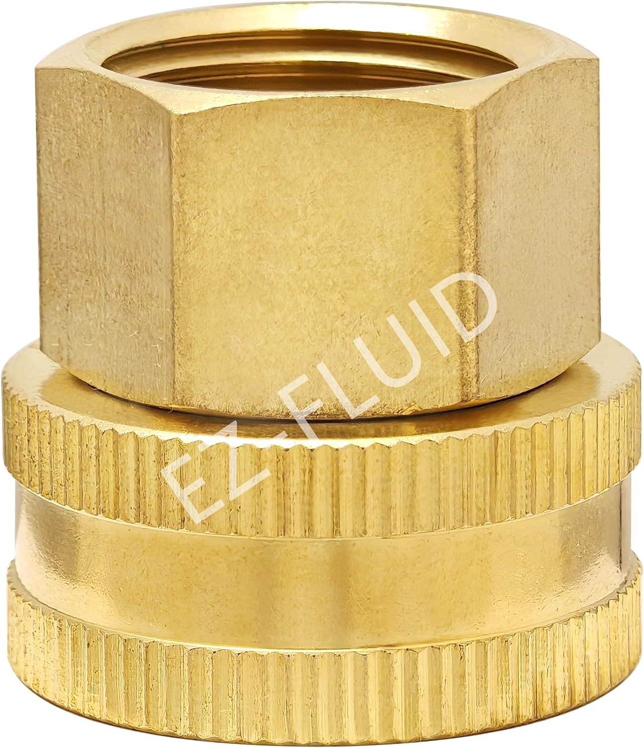 (1) EZ-FLuid 3/4" FHT Female Garden Hose Wye Two way Splitter, Heavy Duty Brass Hose Y Splitter with 1/4Turn Shutoff Ball Valve,2-way 3/4"GHT Threads Connector For outside faucet and hose bibb spigot