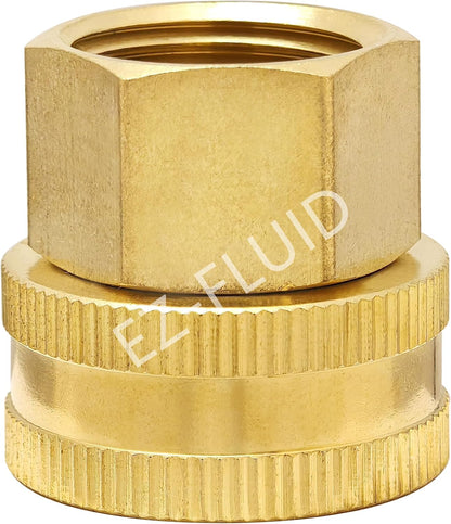(1) EZ-FLuid 3/4" FHT Female Garden Hose Wye Two way Splitter, Heavy Duty Brass Hose Y Splitter with 1/4Turn Shutoff Ball Valve,2-way 3/4"GHT Threads Connector For outside faucet and hose bibb spigot