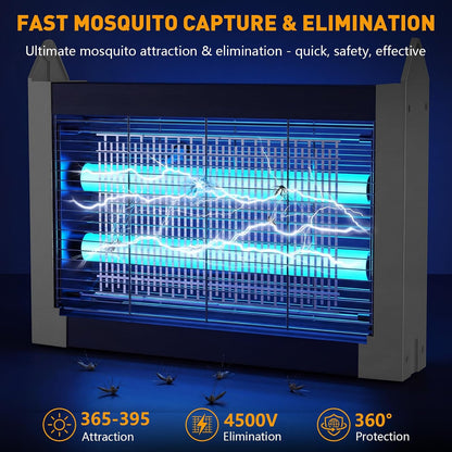 Solar Bug Zapper Outdoor, 4500V Solar Mosquito Zapper with Dual Solar Panels, 1/2 Acre Coverage Cordless Rechargeable Electric Fly Zapper, IPX5 Waterproof Mosquito Traps for Backyard, Patio, Camping