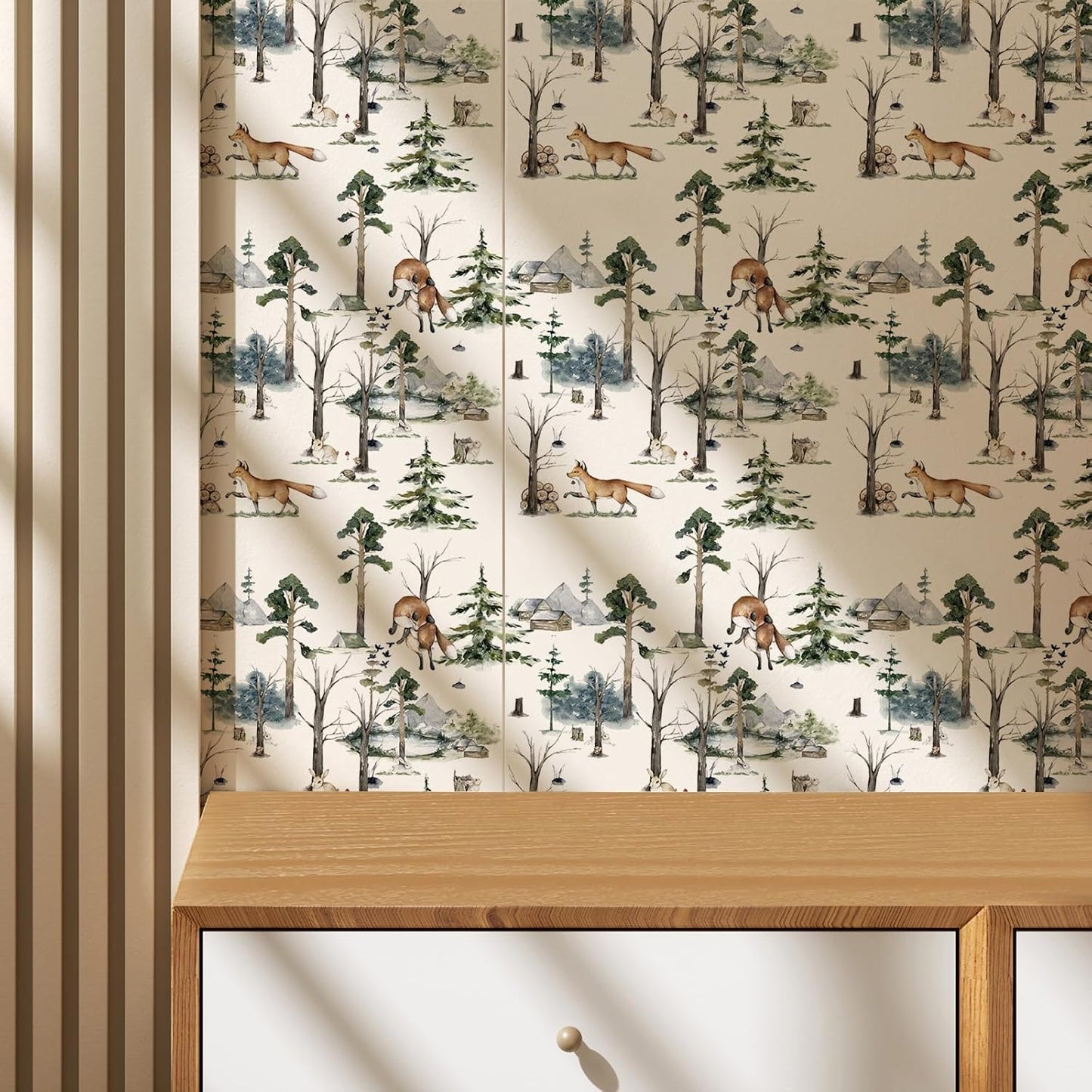 Floral Peel & Stick Wallpaper - Boho Removable Wallpaper for Bedroom & Bathroom - Black/Sand/Oliva - Easy Peel Off - Vintage - Renter Friendly - 118.1" X 17.7"
