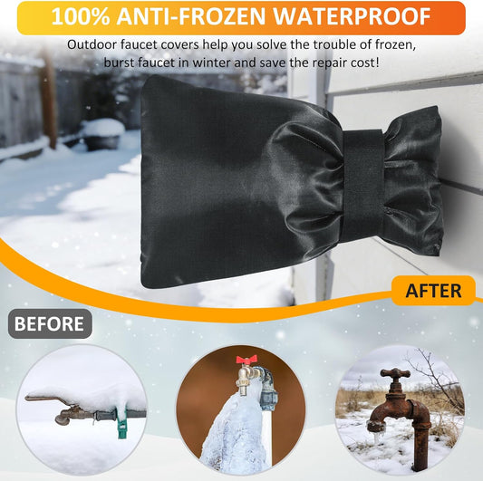 TUPI 2 Pack Outdoor Faucet Covers for Winter | Pro Freeze Protection | Waterproof Spigot Cover, Reusable Winter Insulated Faucet Pipe Protector for Outside Spigot, Hose bib, Water Tap, 8.5" H x6.1 W
