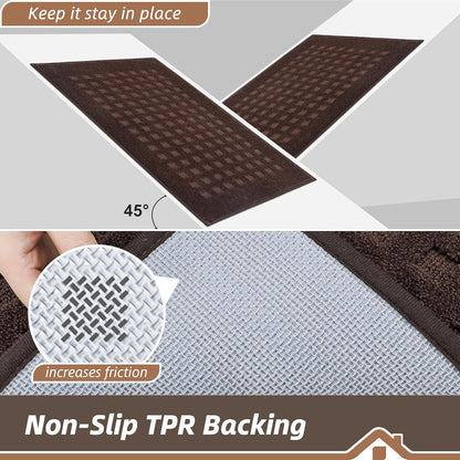 BEQHAUSE Dirt Trapper Door Mats 20"x32", Non-Slip Waffle Doormat Indoor Entrance Low-Profile, Dirt Resist and Absorbent Entryway Rugs Washable Inside Welcome Floor Mat for Front Back Door, Beige