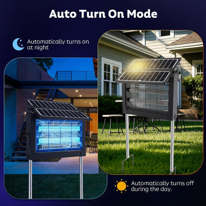 OnBeam Solar Bug Zapper Outdoor, 4500V Mosquito Zapper Fly Trap for Patio | 10W Solar Panel, IPX5 Waterproof, Auto Mode, Solar Powered, USB C Charging, Electric Rechargeable Mosquito Killer for Garden