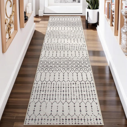 Lahome Moroccan Entry Rug 2x3, Non-Slip Washable Front Indoor Door Mat Rubber Backing Low-Profile Door Rugs, Small Geometric Print Distressed for Entryway Bathroom Kitchen, Black Hana