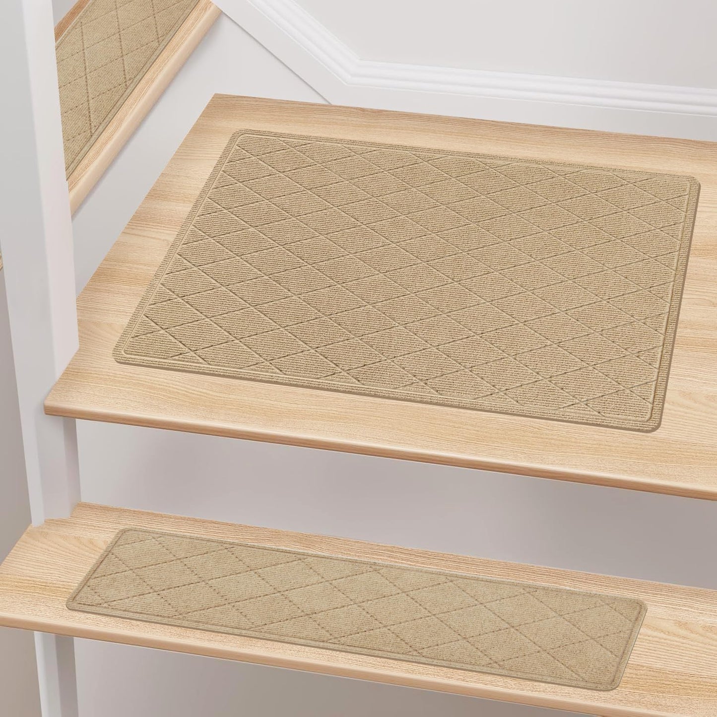 KOOTETA Stair Treads for Wooden Steps Indoor, 15 Pack 8" X 30" Non Slip Carpet Stair Treads with Reusable Adhesive for Kids Elders and Dogs, Surface Polyester TPR Backing Stair Runner Rugs, Dark Grey