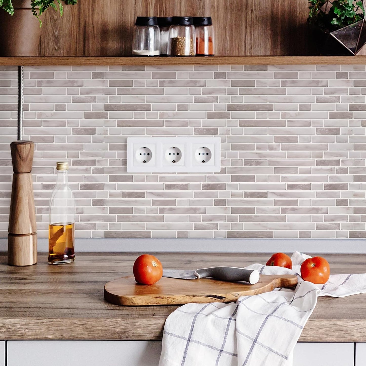 STICKGOO Peel and Stick Backsplash - 10 Sheets of 12”×12” - 3D Self Adhesive Peel and Stick Tile Backsplash for Kitchen & Bathroom