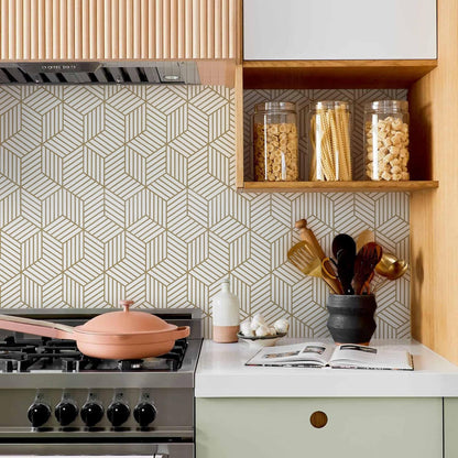 MelunMer Geometric Peel and Stick Wallpaper Gold 118In L 17.7In W Self Adhesive Removable Wallpaper for Bedroom/Bathroom Waterproof Modern Contact Paper for Cabinets Gold Contact Paper Shelf Liner