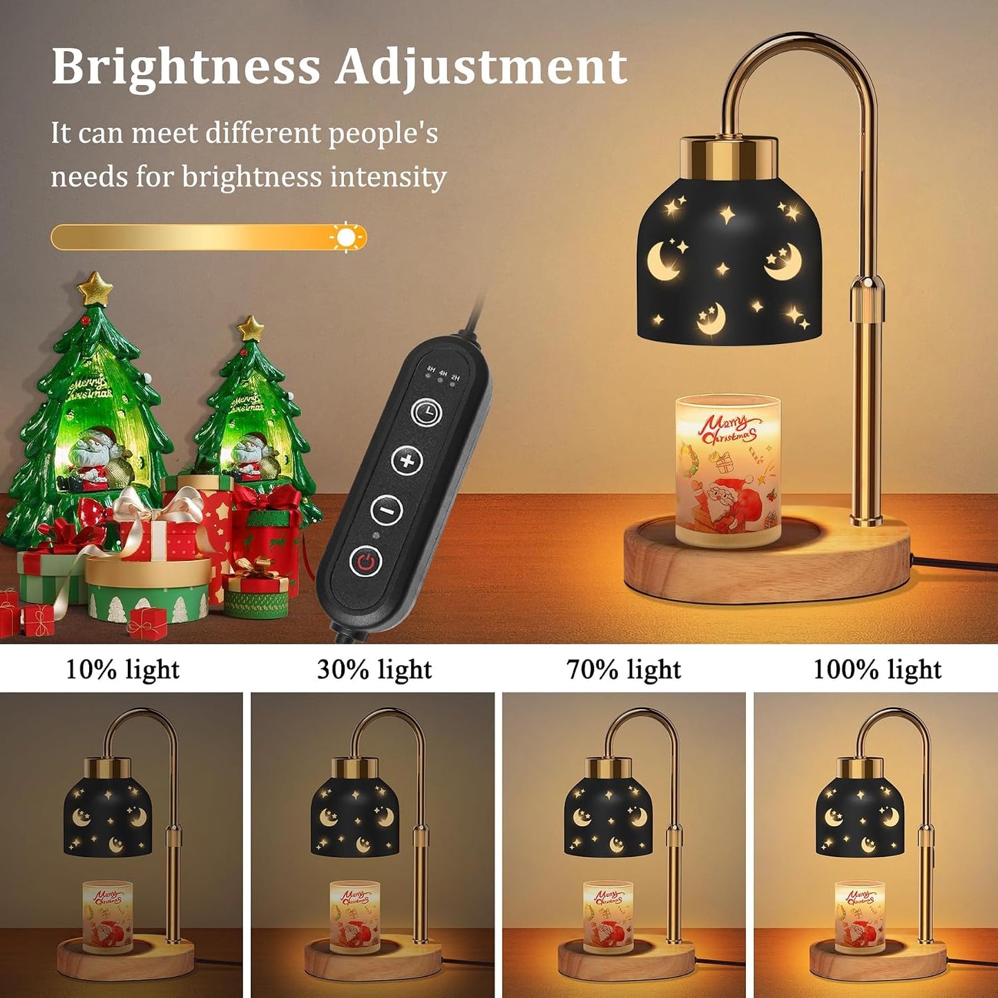 Candle Warmer Lamp with Timer Dimmer, Height & Brightness Adjustable | Black Electric Wax Warmer for Women Mom, Christmas & Birthday Gift, House Warming Gift New Home Decor