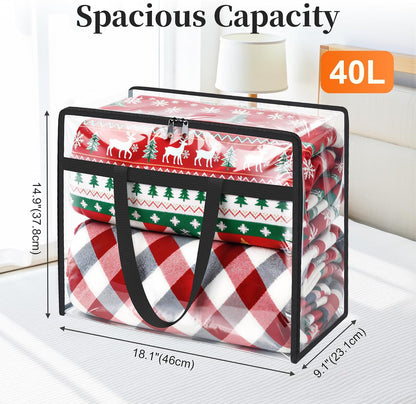 SpaceTrove Clear Storage Bags, 4 Pack Under Bed Storage and Closet Organizers Containers, Vinyl Foldable Heavy-Duty Moving Bags with Zippers for Comforter, Bedding, Duvet, Blanket & Toy Storage, 40L