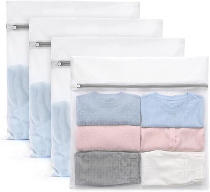Muchfun 4Pcs Durable Fine Mesh Laundry Bags for Delicates 16 x 20 Inches | (4 Large)