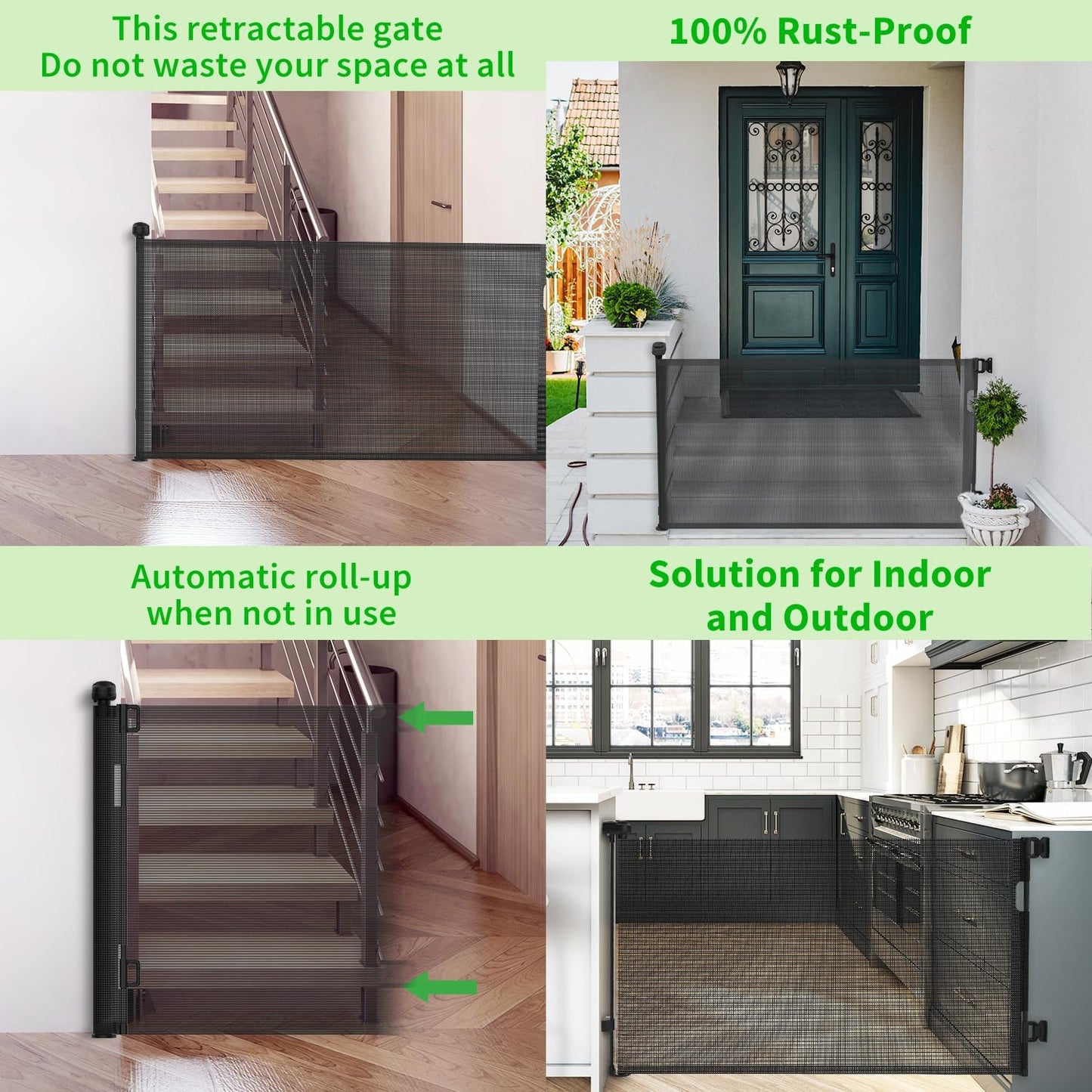 Upgraded Retractable Baby Gate for Stairs, 33"Tall Expands 71"Wide Ideal Safety Solution Dog Gate for Stairs Doorways Hallways Indoor Outdoor Mesh Baby Gate Retractable Screen Door(White,86CMx180CM)