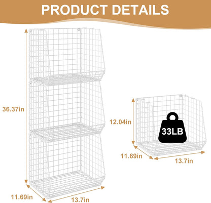 4-Tier Hanging Laundry Room Organizer: Foldable Wire Shelf Basket with 2 Large Hooks 1.65" & 360°Rotating Hooks – Space-Saving Laundry Storage Basket, for Wardrobe Closet Storage, White Patent
