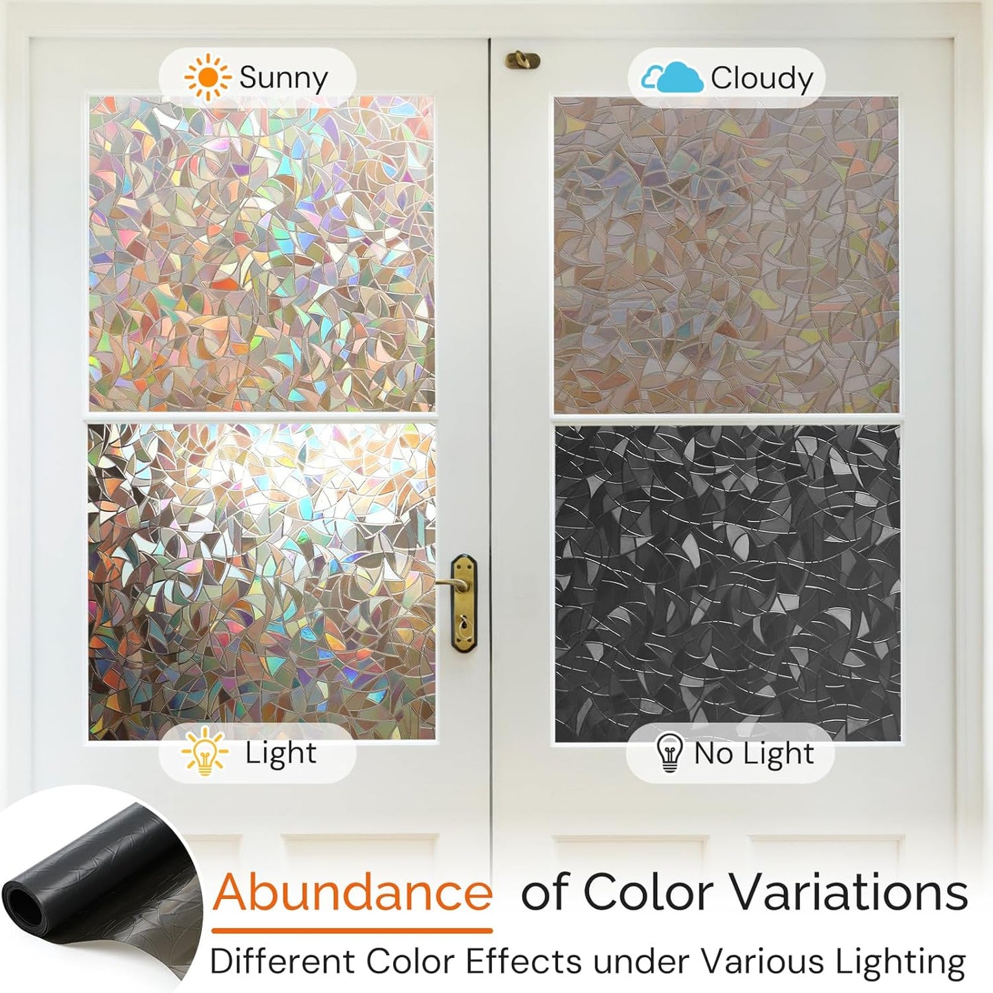 DOWELL Window Privacy Film, Frosted Glass Window Film, Static Cling Non-Adhesive Glass Clings, Sun Blocking Opaque Coverings, Reusable Door Stickers for Bathroom Home Office, Pure, 17.5" x 78.7"
