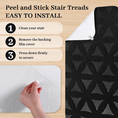 RIOLAND Stair Treads Carpet Non-Slip Indoor Stair Runners for Wooden Steps, Stair Rugs for Kids and Dogs, Set of 15, 8" X 30", Gray