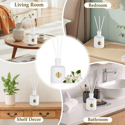 XEPTLE Reed Diffuser Set, 7.04 oz Oud & Bergamot Scent Diffuser with 5 Sticks, Long Lasting Air Freshener, Essential Oil Reed Diffuser for Home, Home Fragrance for Office, Bathroom Shelf Decor, Black