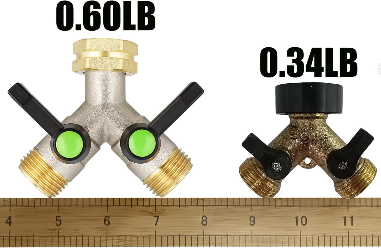 EJW Hose Splitter 2 Way, Garden Hose Splitters, 2 Way Faucet Splitter, Water Spigot Splitter, RV Brass Hose Splitter, Two way Hose Bib Splitter, Double Hose Connector, Hose Valve 3/4 Inch GHT Thread.