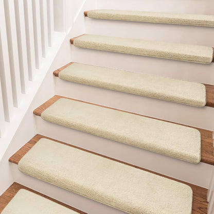 PURE ERA Carpet Stair Treads Ultra Plush 9.5" X 30"Soft Bullnose Indoor Stair Protectors Pet-Friendly Non-Slip Skid Resistant Tape Free Washable Reusable(2 Pieces,Brown)