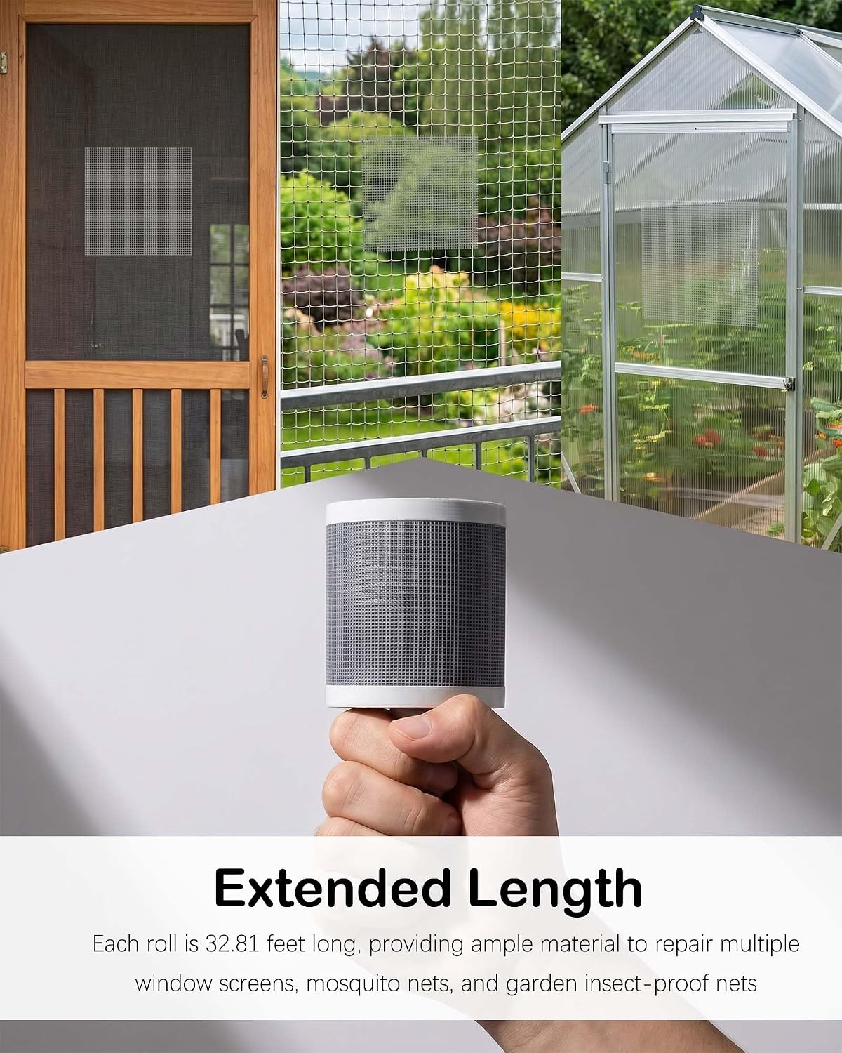 Window Screen Repair Patch, Traceless Strong Adhesive,Nano Fiber Mesh Patch Roll for Screen Door tears Holes and Insect Proof Net Hole (2.76 in x 32.81 ft) (Grey-7cm)