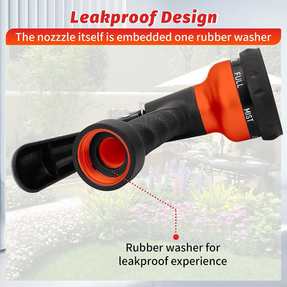 AUTOMAN Garden Hose Nozzle - 2 Pack, 100% Metal High Pressure Spray Nozzle, Labor-Saving Design, Heavy Duty for Garden Watering, Car Washing, Window Cleaning, Pets Bathing