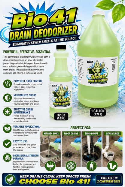 Drain Deodorizer- Odor Eliminator - Commercial Drain Deodorizer - Neutralizer Sewer Gas Smell Remover – 32 Ounce