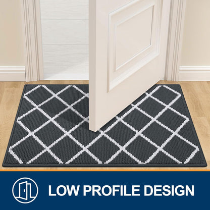Finchitty Indoor Door Mat, Dirt Resistant and Absorbent, Low-Profile, Non-Slip, Washable Inside Floor Mats for Front Door, Back, and Entrance, 32" x 20", Grey