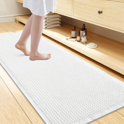 Smiry Waffle Bath Mat 30x20, Extra Soft Absorbent Bathroom Rugs, Non Slip Machine Washable Quick Dry Bath Rugs for Bathroom Floor, Tub, Shower, Home Decor Accessories, Brown