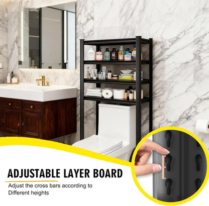 Over The Washer and Dryer Storage Shelf, Height-Adjustable 4-Tier Metal Heavy Duty Over The Washer, Organizer Rack for Washer Dryer, Laundry Room Organizer Rack, Multi-Functional Storage Shelf