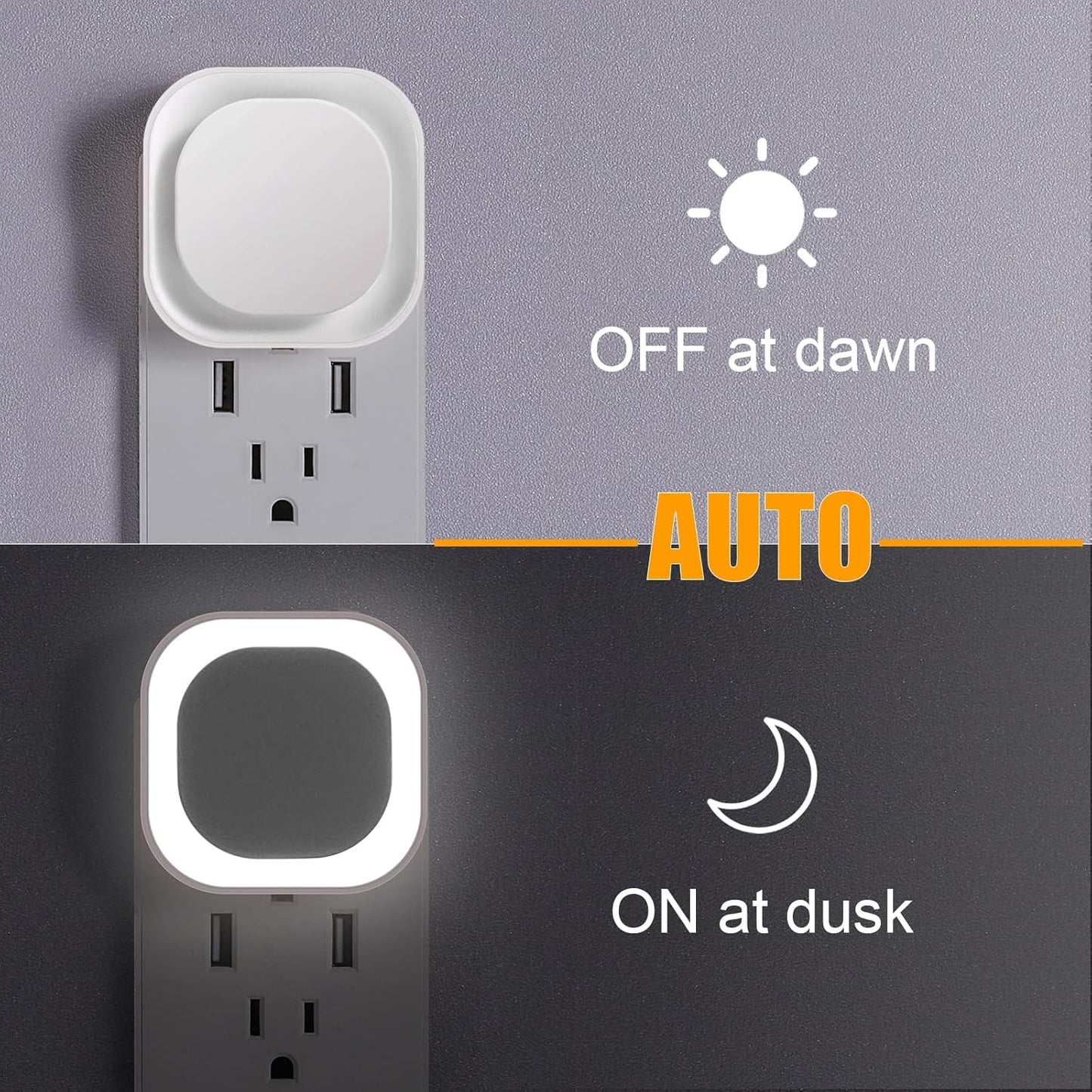 YUNLEX 2 Pack Red Night Light with Dusk to Dawn Sensor, Eye-Care Reflected Glow, 0% Blue Light True Red LED, 3-Level Brightness, Auto On/Off, Plug-in Nightlight for Sleep, Kids, Bedroom, Bathroom