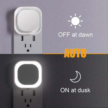YUNLEX 2 Pack Red Night Light with Dusk to Dawn Sensor, Eye-Care Reflected Glow, 0% Blue Light True Red LED, 3-Level Brightness, Auto On/Off, Plug-in Nightlight for Sleep, Kids, Bedroom, Bathroom