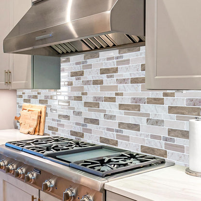 WOWSTAR 10-Sheet Peel and Stick Backsplash Tile for Kitchen, Back Splash Stick On Tiles for Kitchen Wall (Grey and Blue)