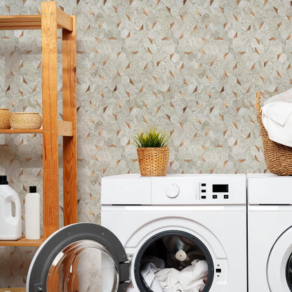 10-Sheet Heavy-Duty Hexagon Peel and Stick Backsplash, Thick Waterproof &Heat Resistant Stick on Wall Tiles, Slate Beige Mosaic for Kitchen & Bathroom, Strong Adhesive Permanent PVC Tiles