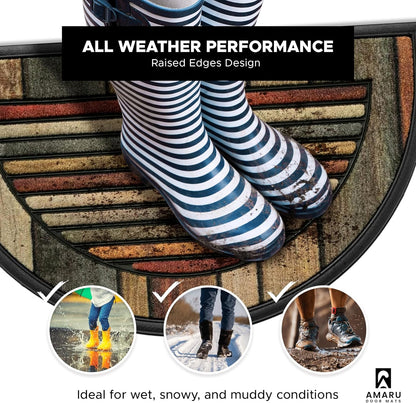 Extra Durable, Superior Absorption, Front Door Mat for Outdoor & Indoor - Welcome Mat for Entryway, Entrance, Patio, Porch - Waterproof, Non-Slip Backing, Coarse Fibers (Scales,17x29)