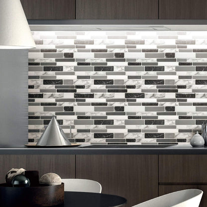Art3d 10-Sheet Peel and Stick Kitchen Backsplash Tiles, 12"x12" Self-Adhesive Marble Grey Wall Tiles for Kitchen and Bathroom