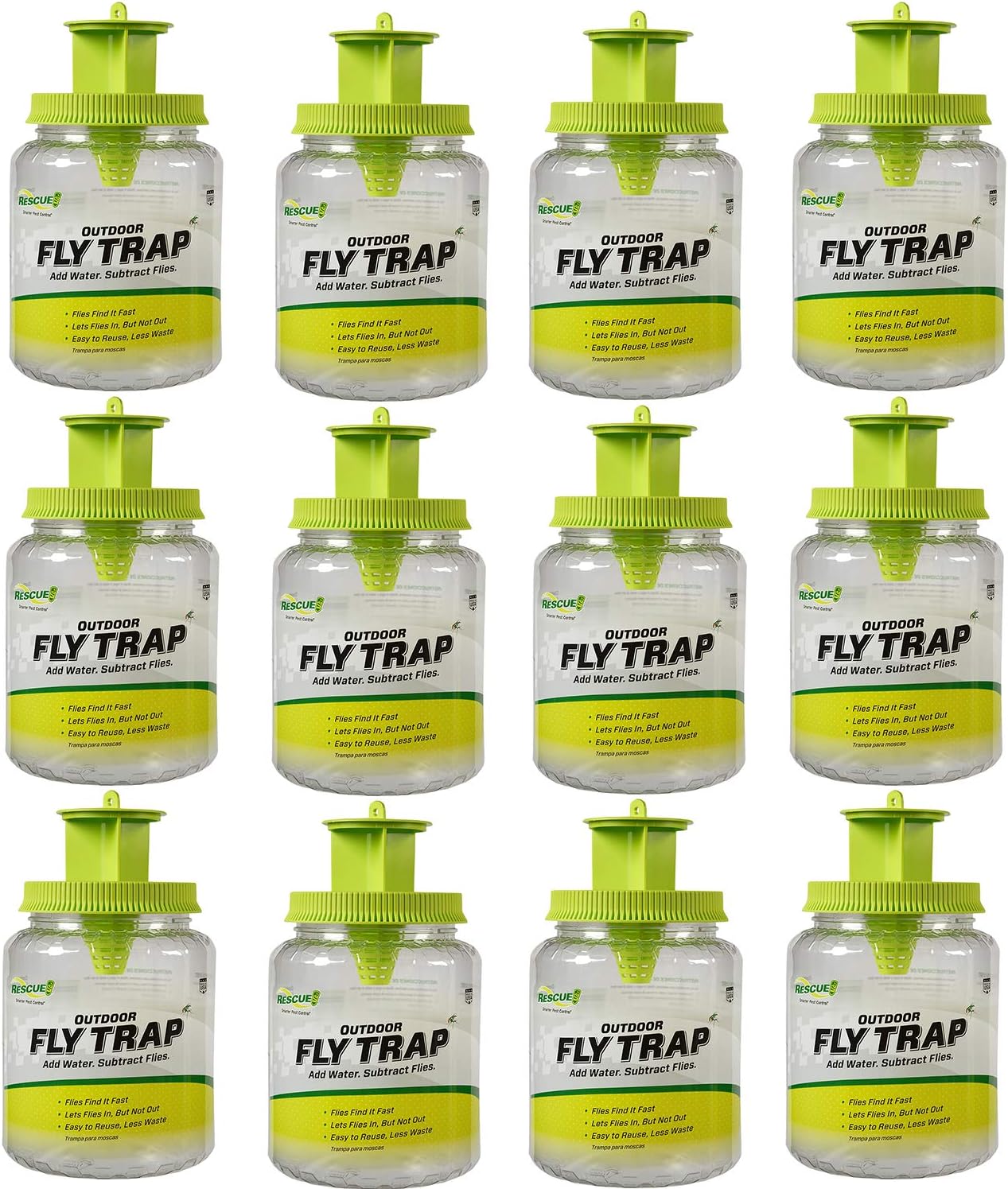 RESCUE! Outdoor Fly Trap - Reusable - 12 Traps