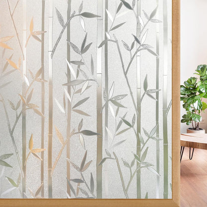 rabbitgoo Window Privacy Film for Glass Windows with Kit Decorative Clings UV Blocking Heat Control Static Cling Removable Bathroom Bedroom Door Home Coverings Pure, 17.5 X 78.7 inches