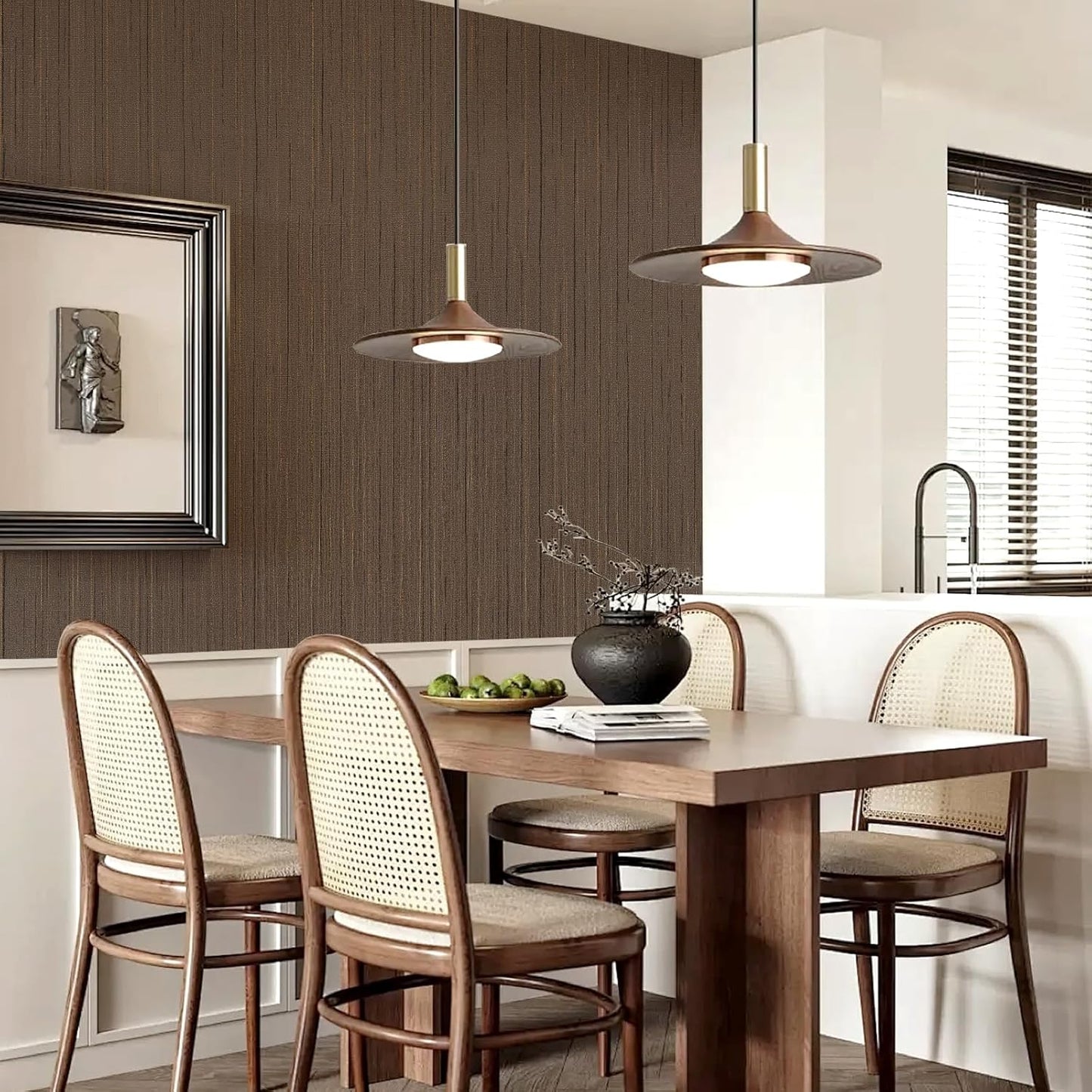 Light Blue Peel and Stick Grasscloth Texture Wallpaper 15.7"x120" Vintage Wallpaper Removable Waterproof