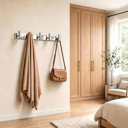 Wall Mounted Coat Rack-3 Hooks, Heavy Duty Stainless Steel Wall Hooks for Towel Coat Bag, Hat Rack Coat Hanger Coat Hooks Towel Racks for Bathroom Entryway Kitchen Office (Silver, 1 Pack)