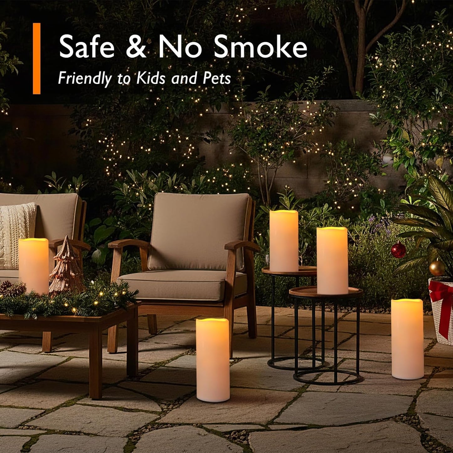 Homemory 6" 8" 10" x 4" Waterproof Outdoor Flameless Candles, Battery Operated Flickering LED Pillar Candles with Remote and Timers for Indoor, Plastic, Ivory White