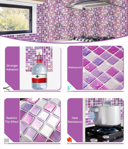 Yoillione Peel and Stick Backsplash for Kitchen: Self Adhesive Wall Tiles for Bathroom - Vinyl Thick Back Splash Tile (10, Light Coffee)