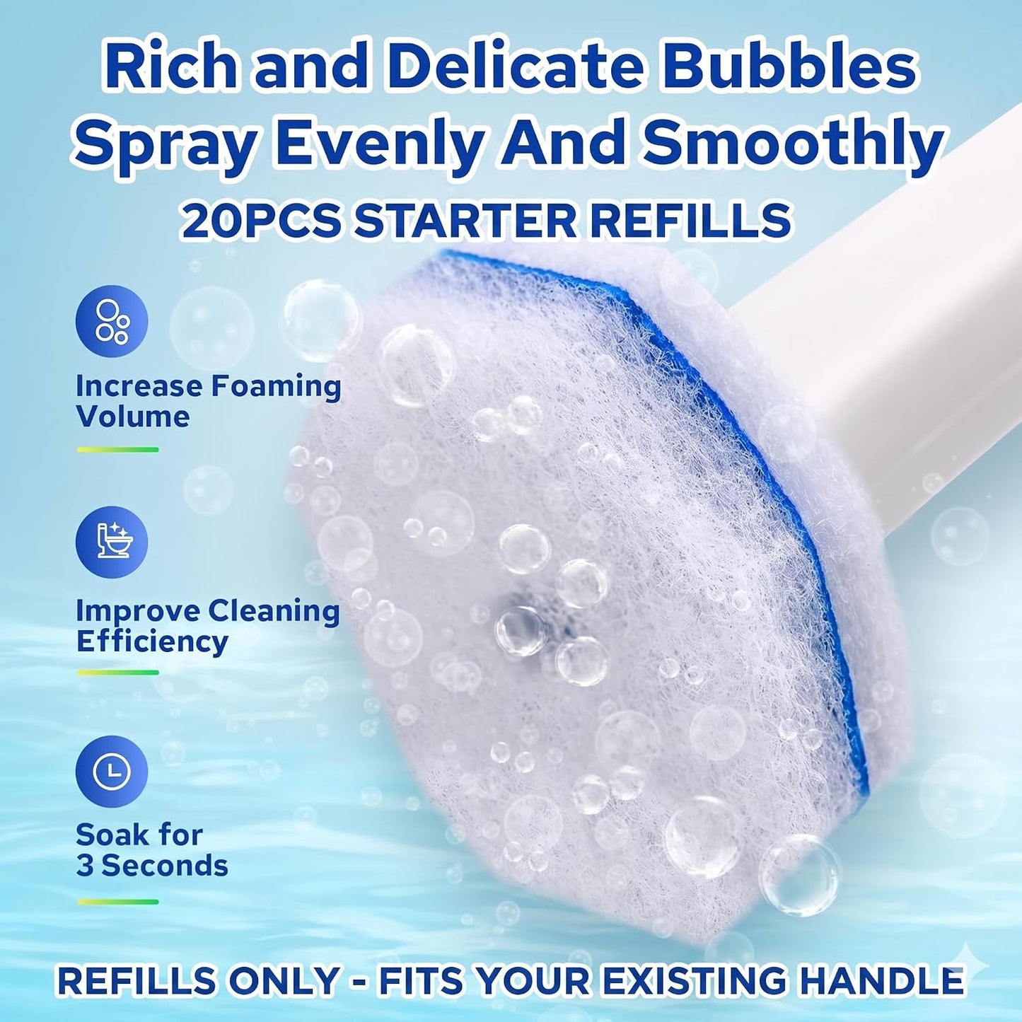 60pcs Disposable Toilet Brush Refills, Toilet Bowl Cleaner Refill Pads, Compatible with Most Toilet Cleaning Wands & Systems, Disposable Scrubber Refill Heads for Deep Bathroom Cleaning