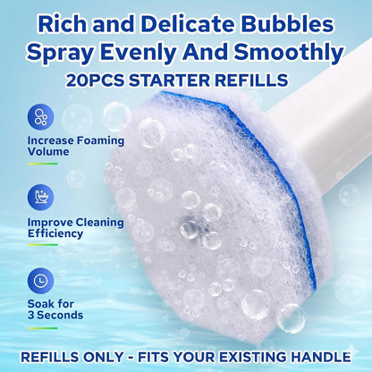 60pcs Disposable Toilet Brush Refills, Toilet Bowl Cleaner Refill Pads, Compatible with Most Toilet Cleaning Wands & Systems, Disposable Scrubber Refill Heads for Deep Bathroom Cleaning