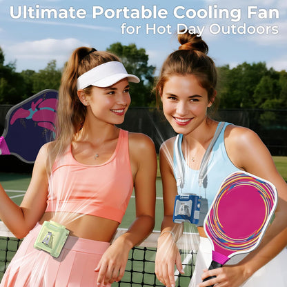 AMACOOL Portable Waist Fan Clip On, MAX 40H Work Time, 10000mAh Rechargeable Wearable Shirt Fan with Light, 16000RPM Powerful 5 Speed Belt Fans Personal Cooling Fans for Outdoor Jobsite Camping Travel
