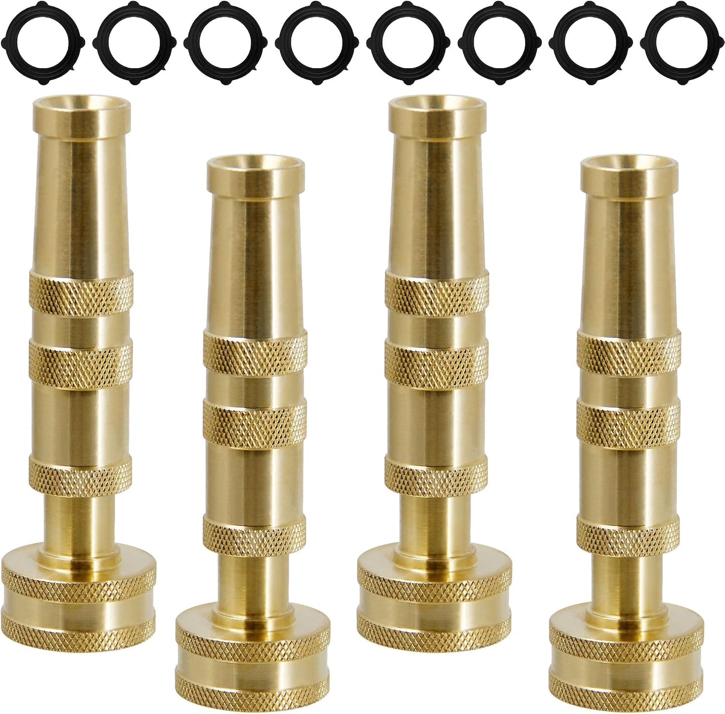 Triumpeek Solid Brass Hose Nozzle, 2 Pack 4" Heavy Duty Brass Garden Hose Nozzle with 10 Rubber Washers
