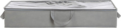 Amazon Basics Under Bed Storage Bags for Clothes and Blankets, Foldable Fabric Zipper Container with Clear Window and Reinforced Handles, Space Saving, 18 x 42 x 6 inches, Gray, 2-Pack