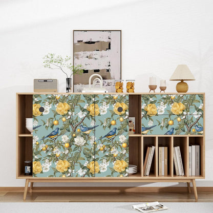 Danodoi Yellow Floral Wallpaper Peel and Stick Vinyl Wallpaper Stick and Peel Colorful Contact Paper for Cabinets Waterproof Self Adhesive Wall Paper for Kitchen Countertop Wall 17.5" x 118"